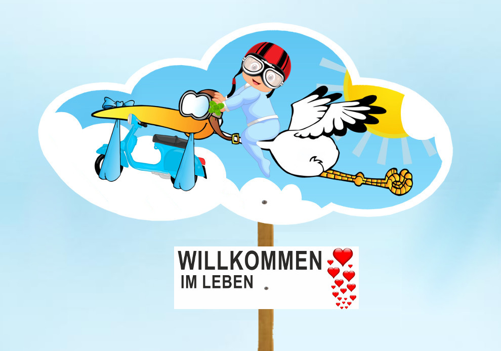 Folienballon XXL Zur Geburt – Motiv „Storch Blau“, Ca. 75 Cm Hoch, Mit Automatikventil, Für Luft Oder Helium
